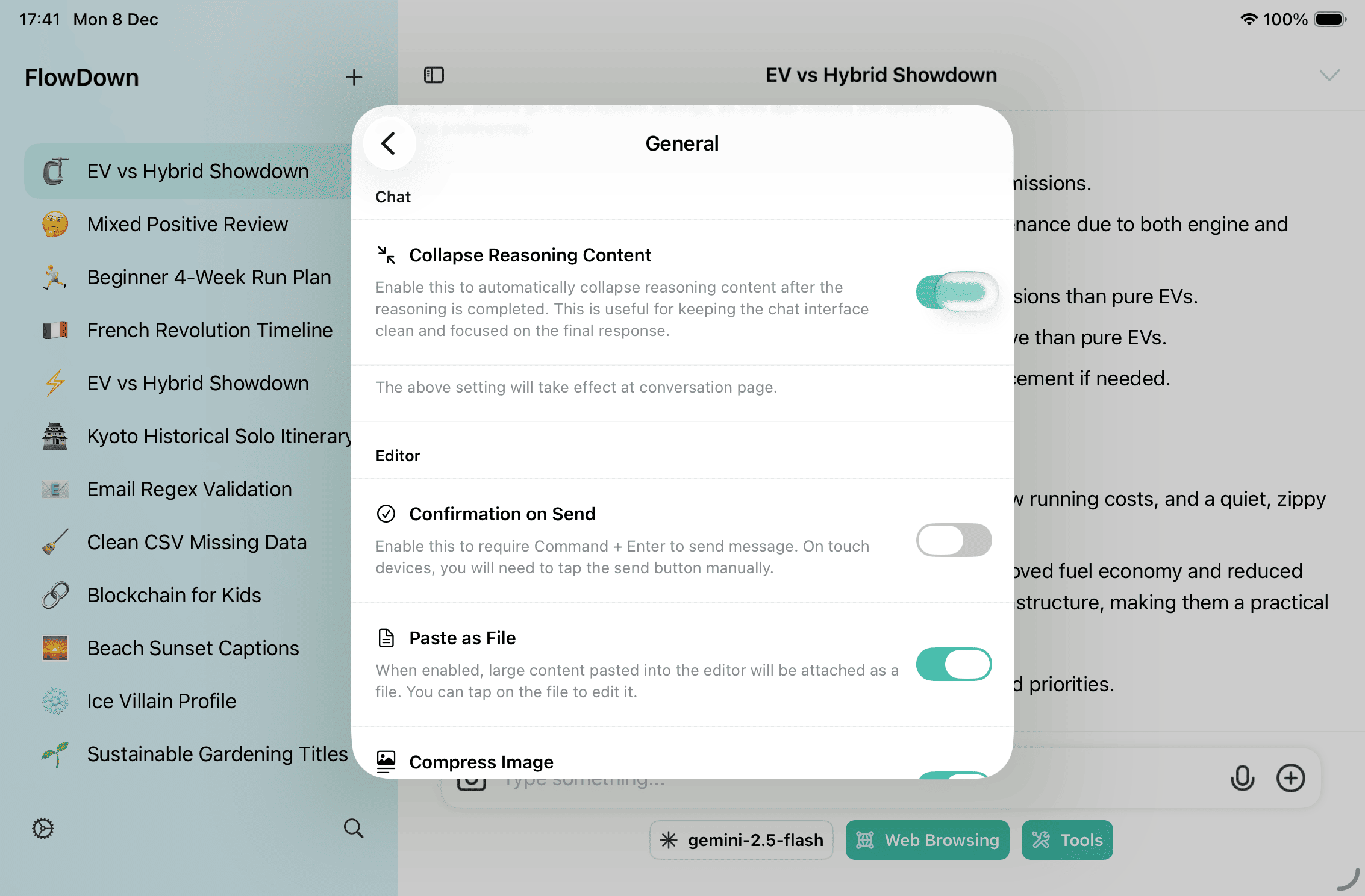 Editor and send preferences